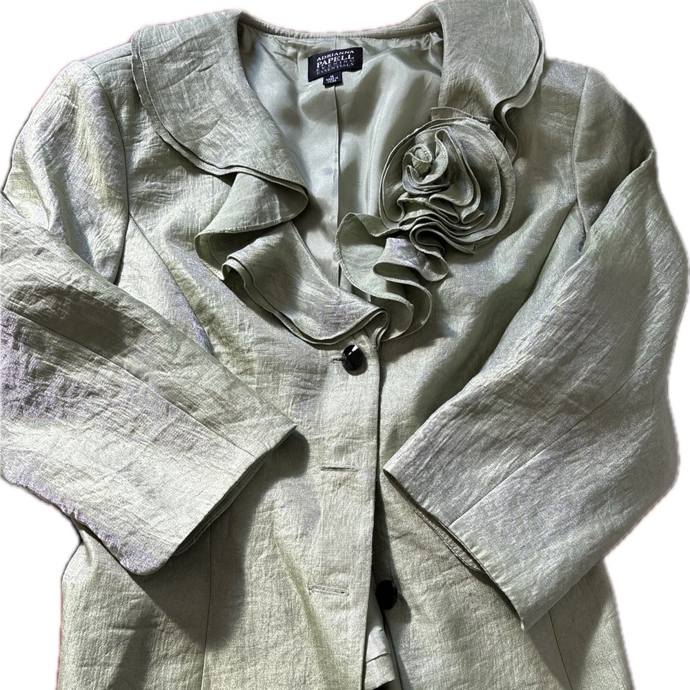 Light Green Blazer with Floral Accent